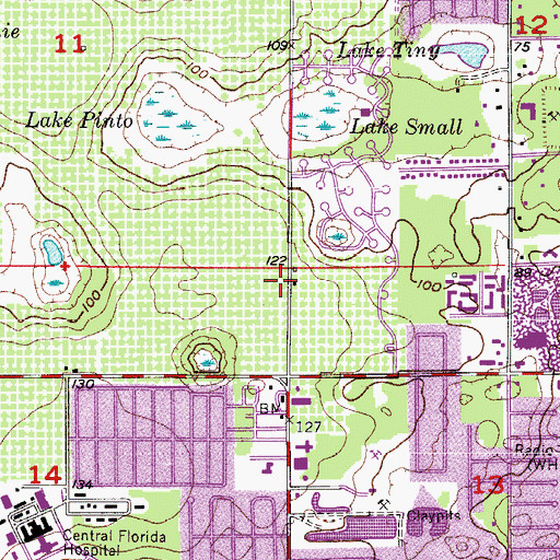 Topographic Map of Hiawassee Branch Orange County Public Library, FL