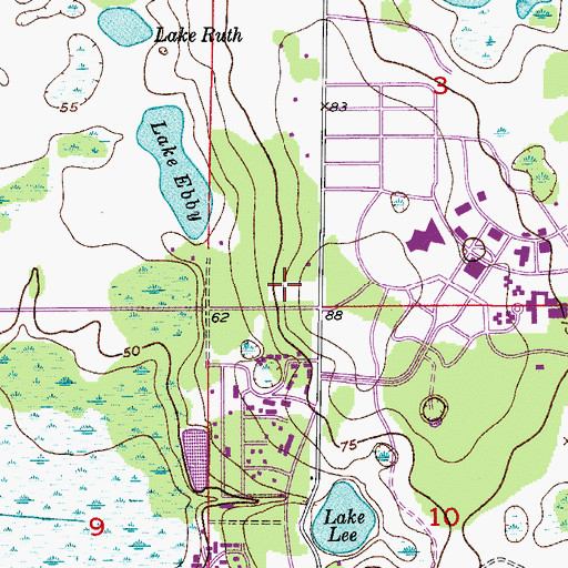 Topographic Map of Knight Library, FL
