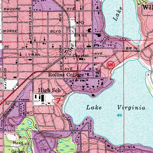Topographic Map of Mayflower Hall, FL