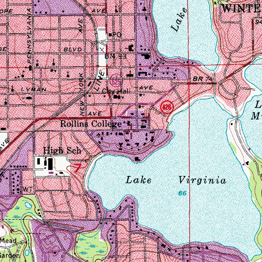 Topographic Map of Olin Library, FL