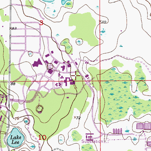 Topographic Map of Orange Hall, FL