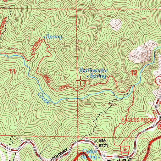 Topographic Map of Rattlesnake Spring, CA