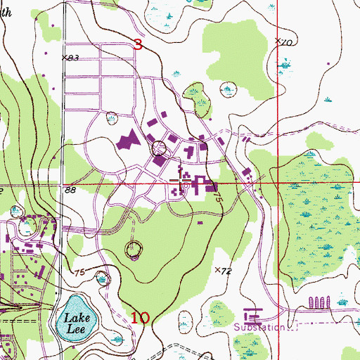 Topographic Map of Osceola Hall, FL