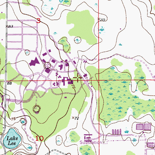 Topographic Map of Seminole Hall, FL