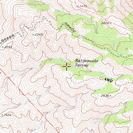 Topographic Map of Rattlesnake Spring, CA