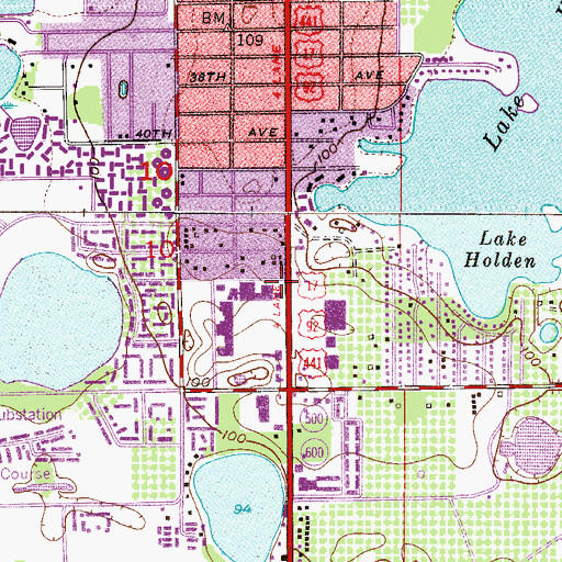 Topographic Map of South Trail Branch Orange County Public Library, FL
