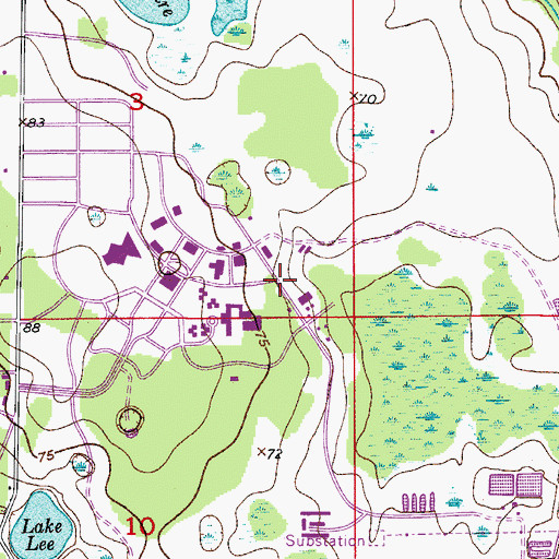 Topographic Map of Sumter Hall, FL