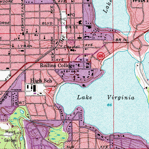 Topographic Map of Ward Hall, FL
