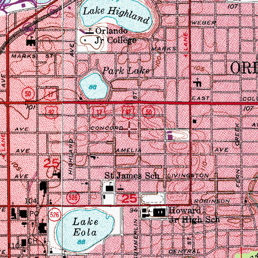 Topographic Map of Church of Christ at Concord Street, FL