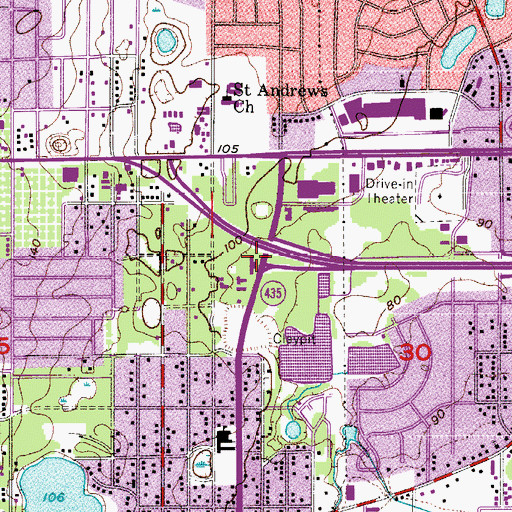 Topographic Map of Church of God of Prophecy Orlando, FL