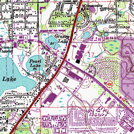 Topographic Map of Fern Park Plaza Shopping Center, FL
