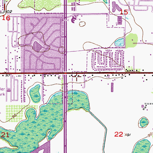 Topographic Map of Hoffner Center Shopping Center, FL