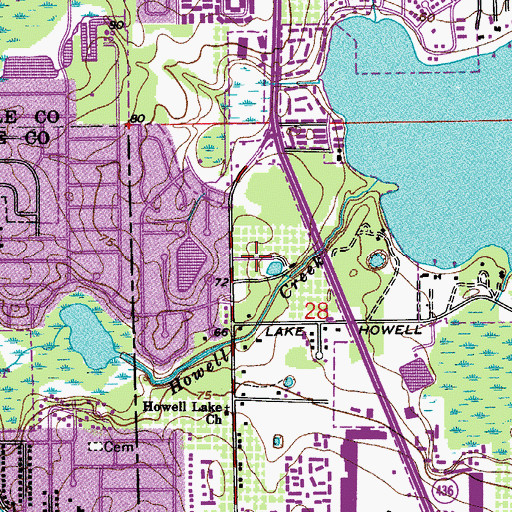 Topographic Map of Lake Howell Square Shopping Center, FL