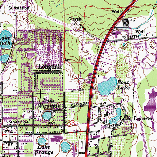 Topographic Map of Longwood Industrial Park, FL