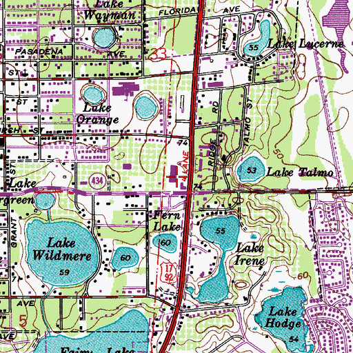 Topographic Map of Longwood Plaza Shopping Center, FL
