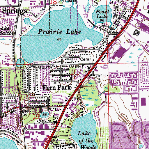 Topographic Map of Main Street Square Shopping Center, FL