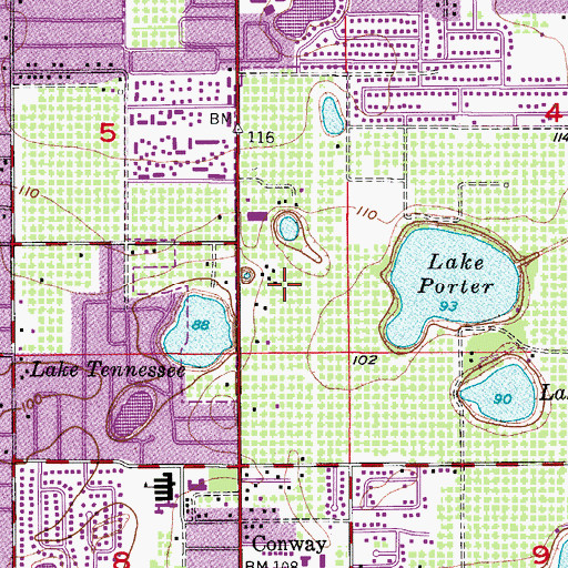 Topographic Map of Mariners Village Shopping Center, FL