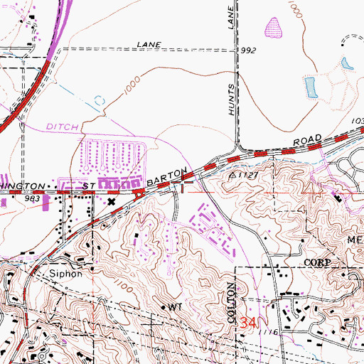 Topographic Map of Reche Canyon, CA