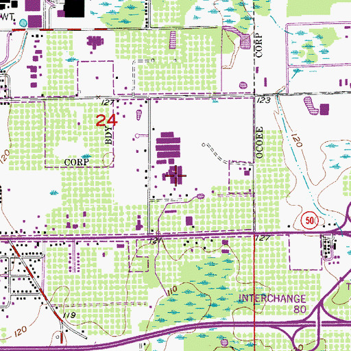 Topographic Map of Peoples Plaza West Shopping Center, FL