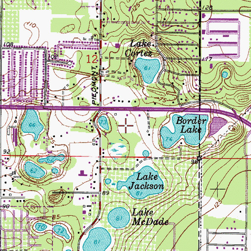 Topographic Map of Piedmont Plaza Shopping Center, FL