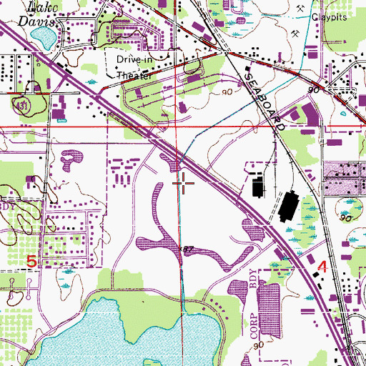Topographic Map of Rosewood Plaza Shopping Center, FL
