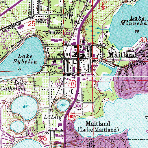 Topographic Map of Royal Plaza Shopping Center, FL