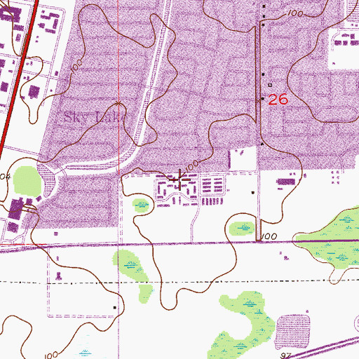 Topographic Map of Sand Lake Plaza Shopping Center, FL