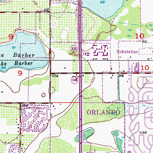 Topographic Map of Shoppes of South Semoran, FL