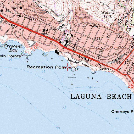 Topographic Map of Recreation Point, CA
