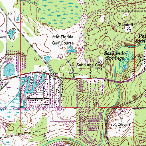 Topographic Map of Spring Village Shopping Center, FL