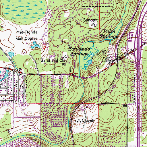 Topographic Map of Springs Professional Center, FL