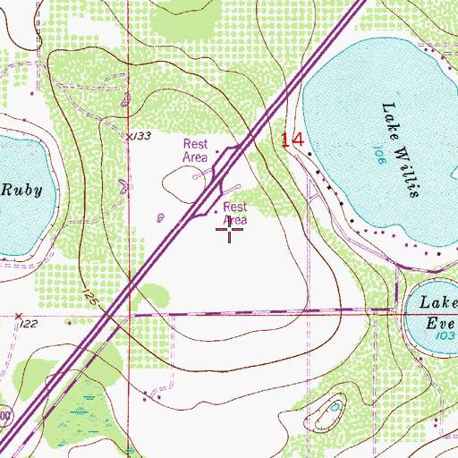 Topographic Map of The Orlando Premier Outlets Shopping Center, FL