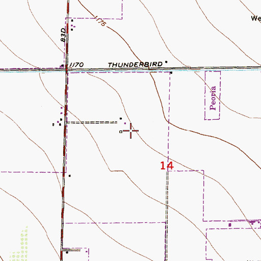 Topographic Map of Cottonwood Ranch, AZ