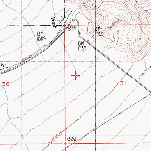 Topographic Map of Red Butte Wash, CA