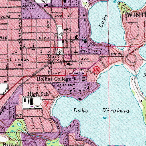 Topographic Map of Barker Stadium, FL