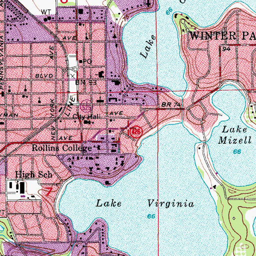 Topographic Map of Copland Tennis Stadium, FL