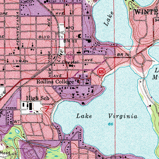 Topographic Map of Virginia S Nelson Rose Garden, FL