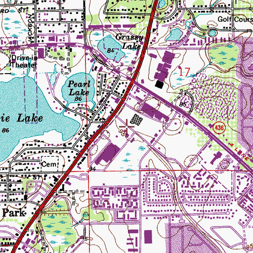 Topographic Map of Fern Park Post Office, FL