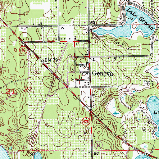 Topographic Map of Geneva Post Office, FL