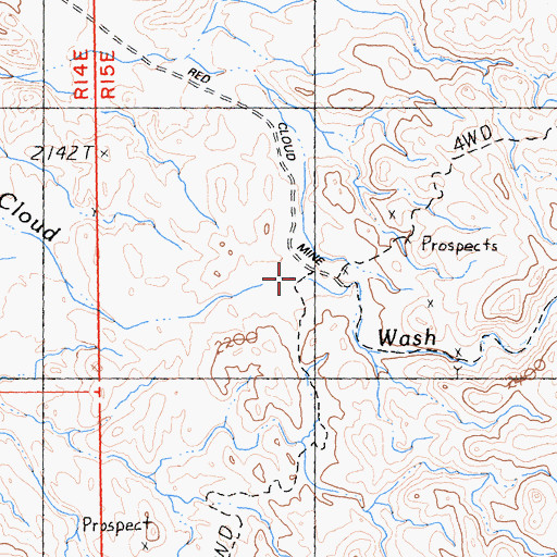 Topographic Map of Red Cloud Canyon, CA