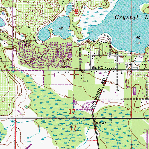 Topographic Map of Lake Mary Post Office, FL