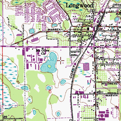 Topographic Map of Longwood Post Office, FL