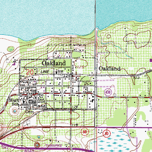 Topographic Map of Oakland Post Office, FL