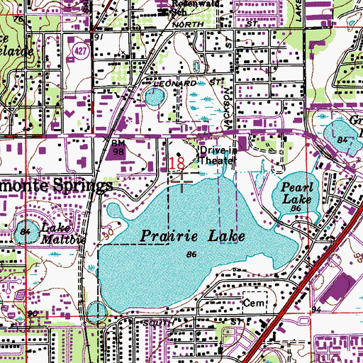Topographic Map of Prairie Lake Post Office, FL