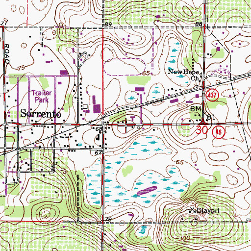 Topographic Map of Sorrento Post Office, FL