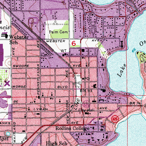 Topographic Map of Winter Park Post Office, FL