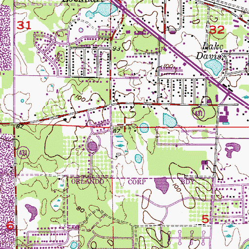Topographic Map of Beryl Wisdom Seventh Day Adventist School, FL