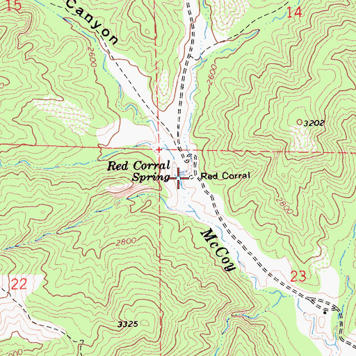 Topographic Map of Red Corral, CA