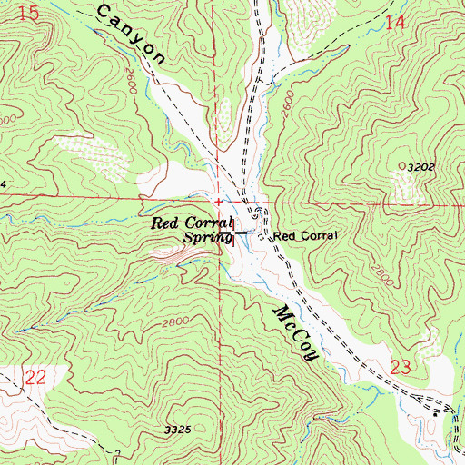 Topographic Map of Red Corral Spring, CA