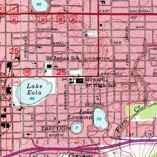 Topographic Map of Howard Middle School, FL